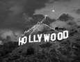 Black and white fictional exterior photograph of a storm above the Hollywood Sign, Hollywood, CA, architectural photography by Tony Sanders